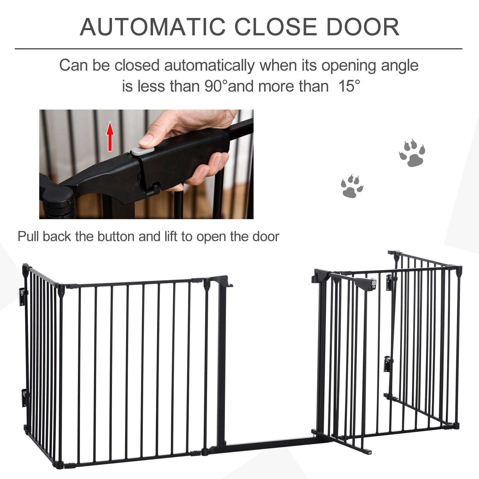 PawHut Dog Playpen Indoor, Foldable Pet Fence Puppy Pen for Small Medium Dogs with Door, 5 Panels, 29 Inch Tall, for Stairway, Doorway, Hallway, Black