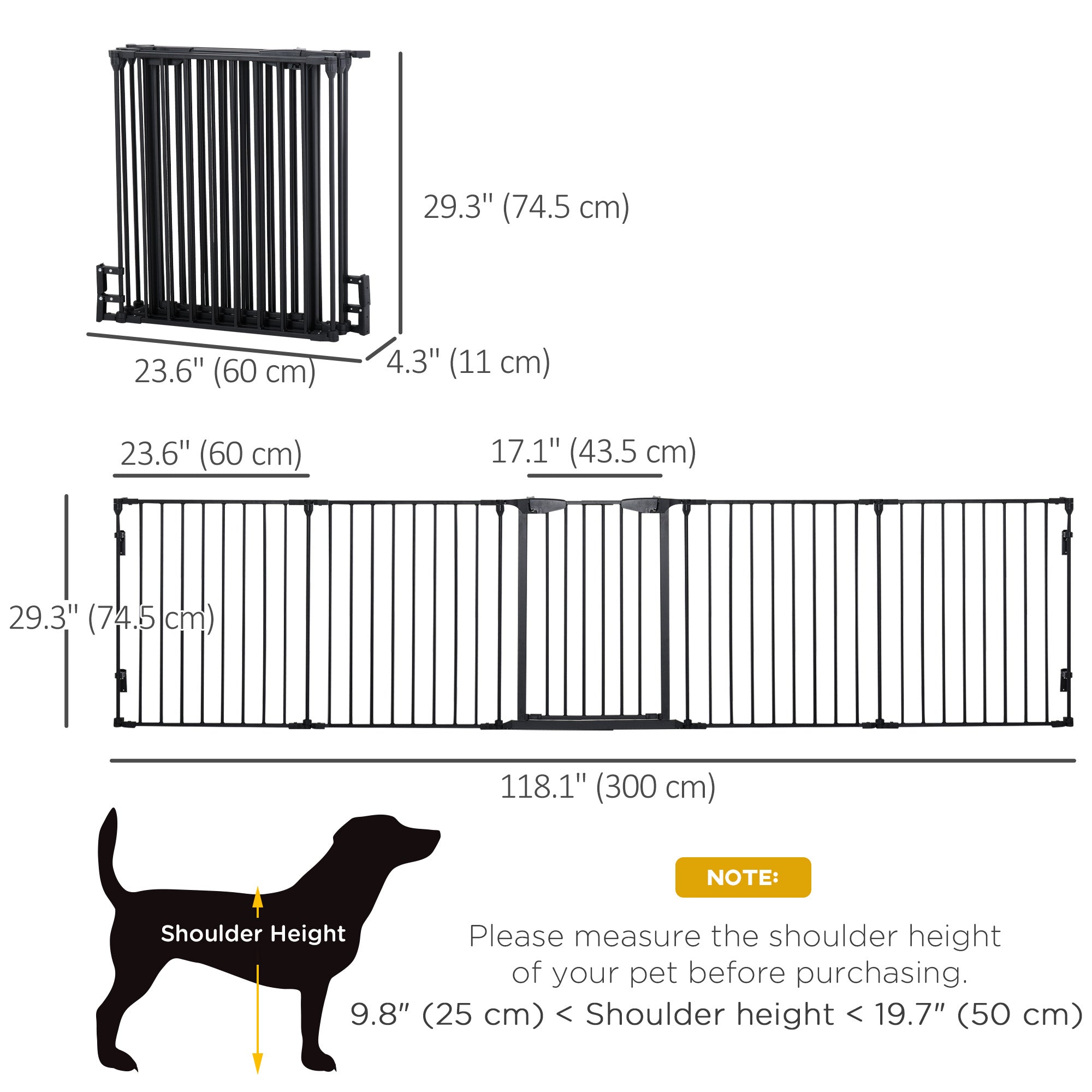 PawHut Dog Playpen Indoor, Foldable Pet Fence Puppy Pen for Small Medium Dogs with Door, 5 Panels, 29 Inch Tall, for Stairway, Doorway, Hallway, Black