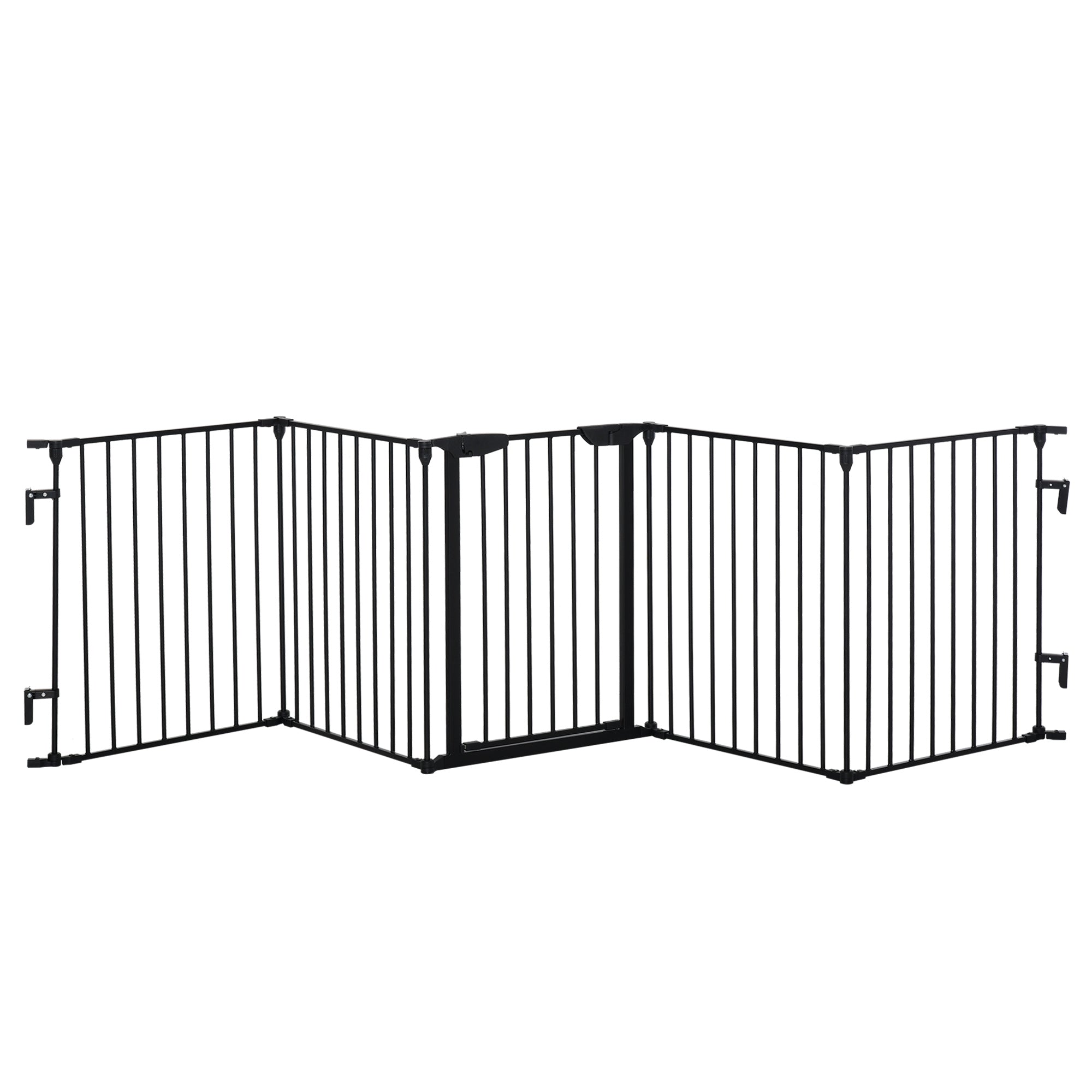 PawHut Dog Playpen Indoor, Foldable Pet Fence Puppy Pen for Small Medium Dogs with Door, 5 Panels, 29 Inch Tall, for Stairway, Doorway, Hallway, Black