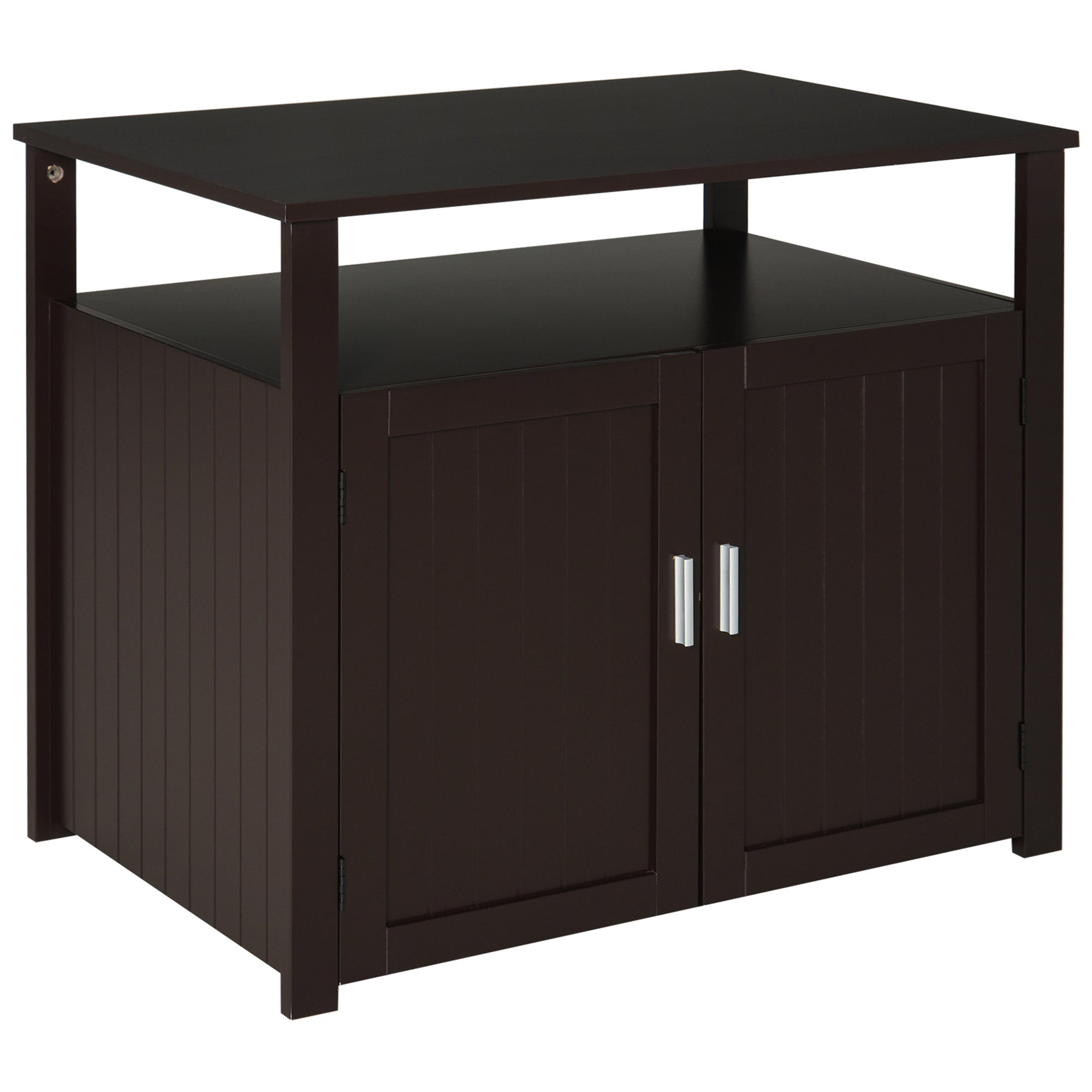 PawHut Litter Box Enclosure Cat Washroom Kitten House Furniture Nightstand End Table Hideaway Cabinet with Removable/ Adjustable Divider Magnetic Doors Brown