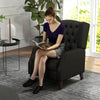 HOMCOM Faux Leather Accent Chair, Upholstered Wingback Armchair, Modern Button Tufted Living Room Chair with Thick Padding, Black