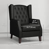 HOMCOM Faux Leather Accent Chair, Upholstered Wingback Armchair, Modern Button Tufted Living Room Chair with Thick Padding, Black