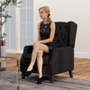 HOMCOM Faux Leather Accent Chair, Upholstered Wingback Armchair, Modern Button Tufted Living Room Chair with Thick Padding, Black