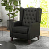 HOMCOM Faux Leather Accent Chair, Upholstered Wingback Armchair, Modern Button Tufted Living Room Chair with Thick Padding, Black