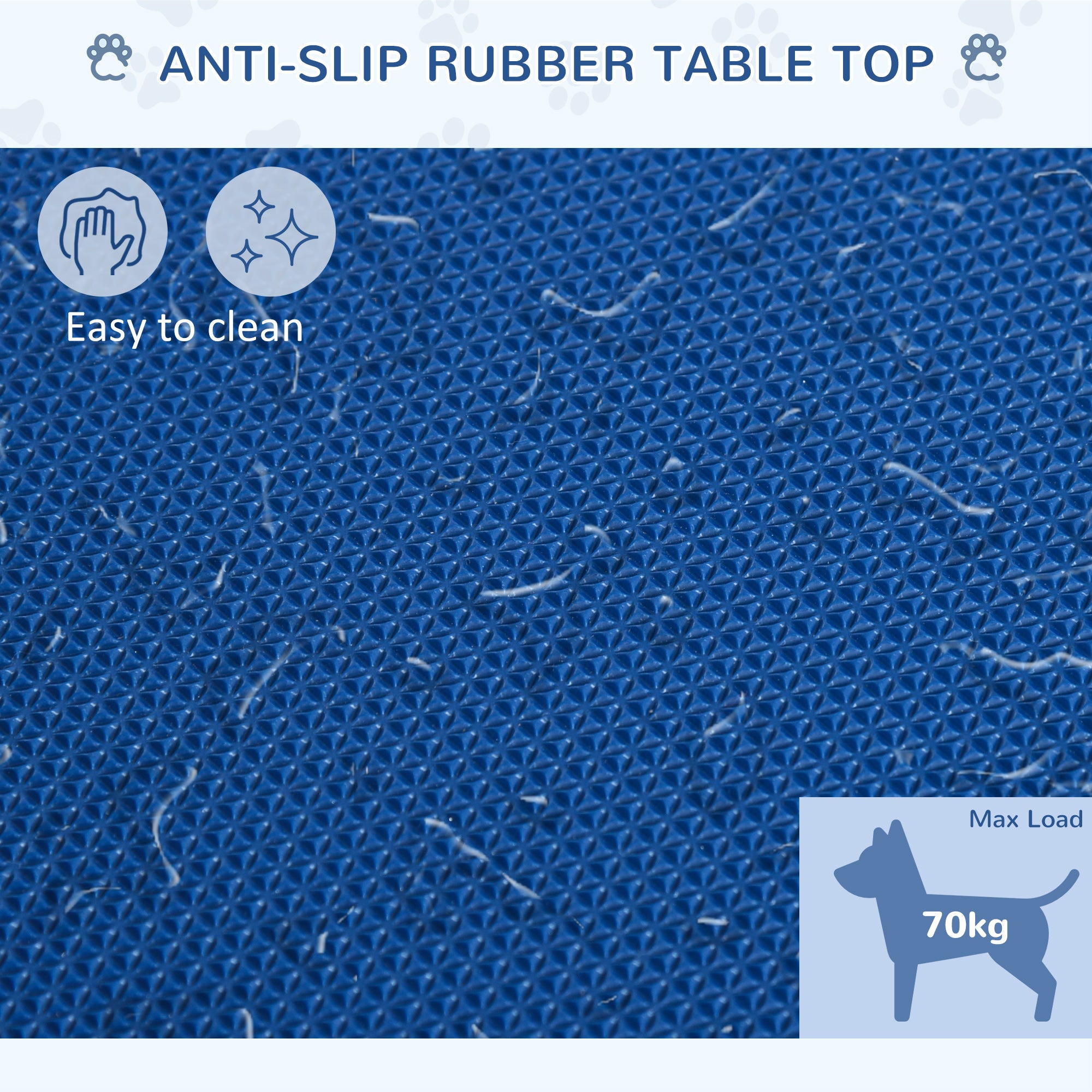 PawHut 28" Foldable Dog Grooming Table with Adjustable Arm, Non-Slip Surface, Pet Grooming Table for Medium Small Dogs, Cats, Blue