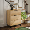 HOMCOM Dresser for Bedroom, 3 Drawer Dresser Tower, Tall Chest of Drawers, Storage Organizer Cabinet for Hallway, Entryway, Closet, Natural Wood Grain