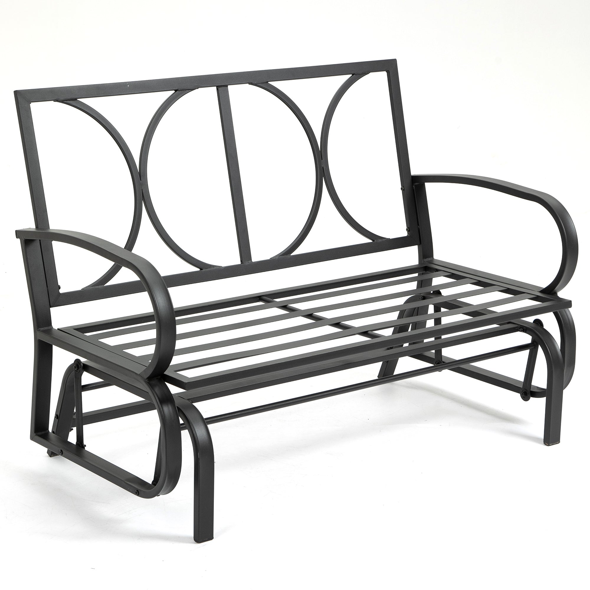 Outsunny 2-Person Outdoor Glider Chair, Patio Double Rocking Loveseat with Steel Frame and Cushions for Backyard, Garden and Porch, Red