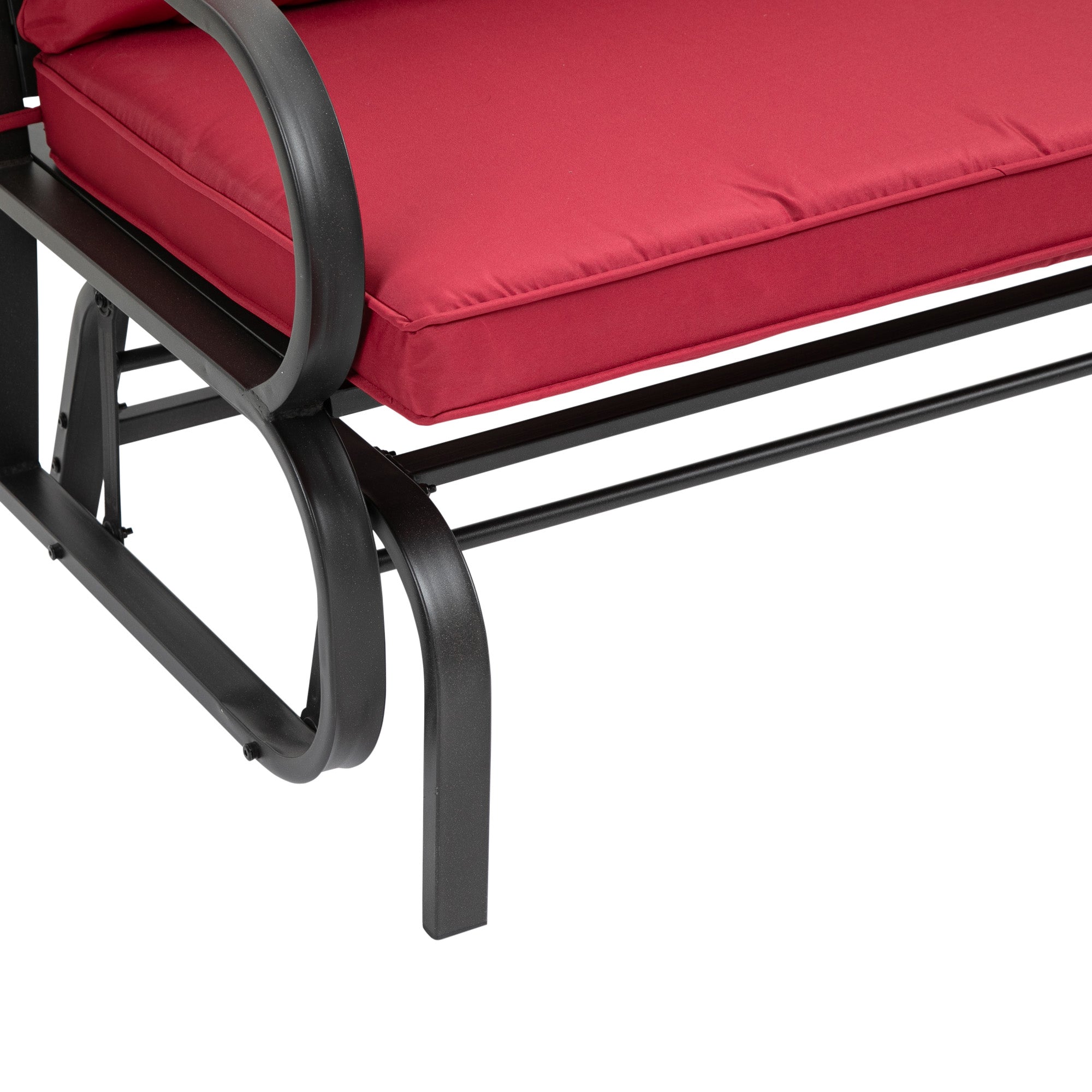 Outsunny 2-Person Outdoor Glider Chair, Patio Double Rocking Loveseat with Steel Frame and Cushions for Backyard, Garden and Porch, Red