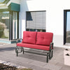 Outsunny 2-Person Outdoor Glider Chair, Patio Double Rocking Loveseat with Steel Frame and Cushions for Backyard, Garden and Porch, Red