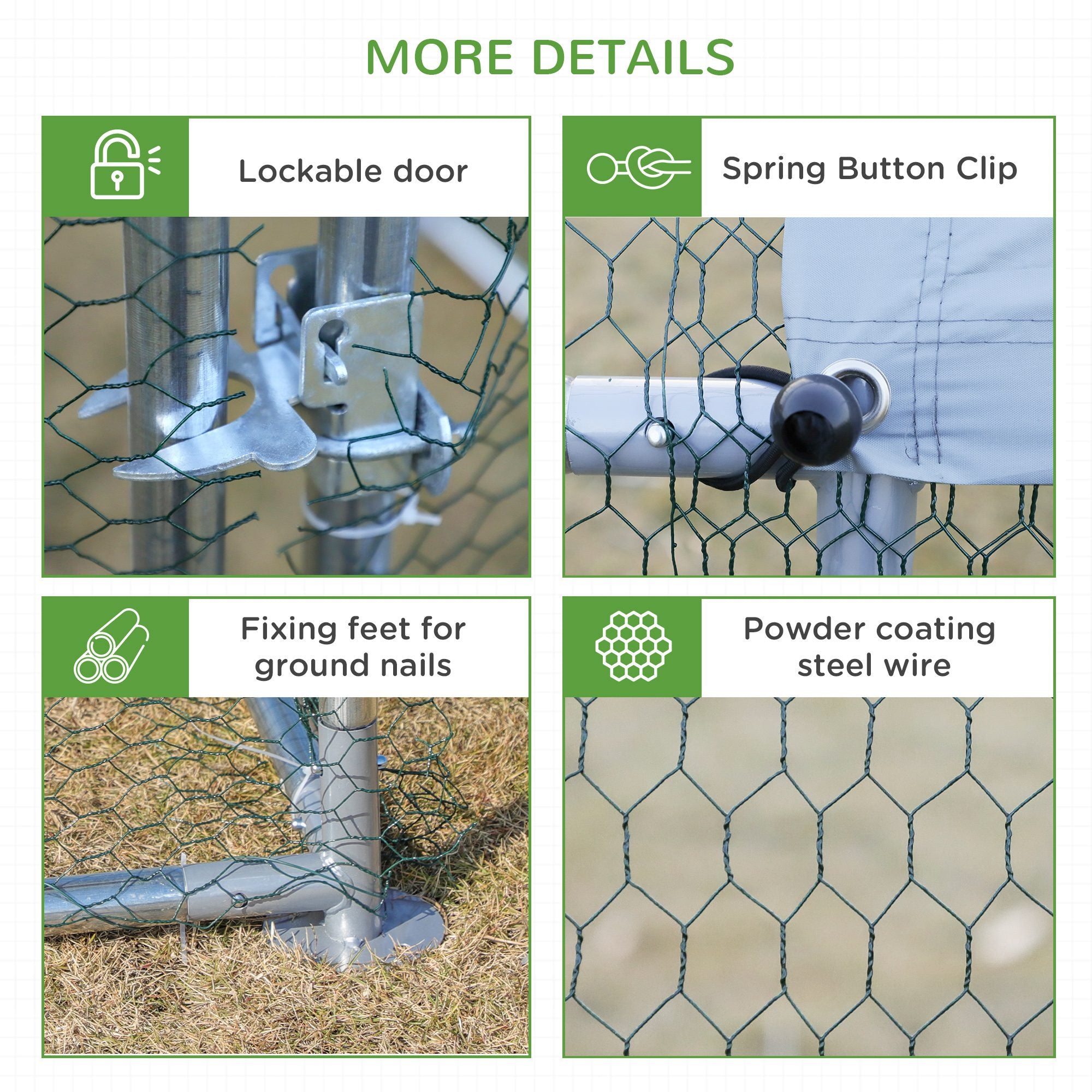 PawHut Large Chicken Coop Metal Chicken Run with Waterproof and Anti-UV Cover, Spire Shaped Walk-in Fence Cage Hen House for Outdoor and Yard Farm Use, 1.3" Tube Diameter, 9.8' x 6.6' x 6.4'