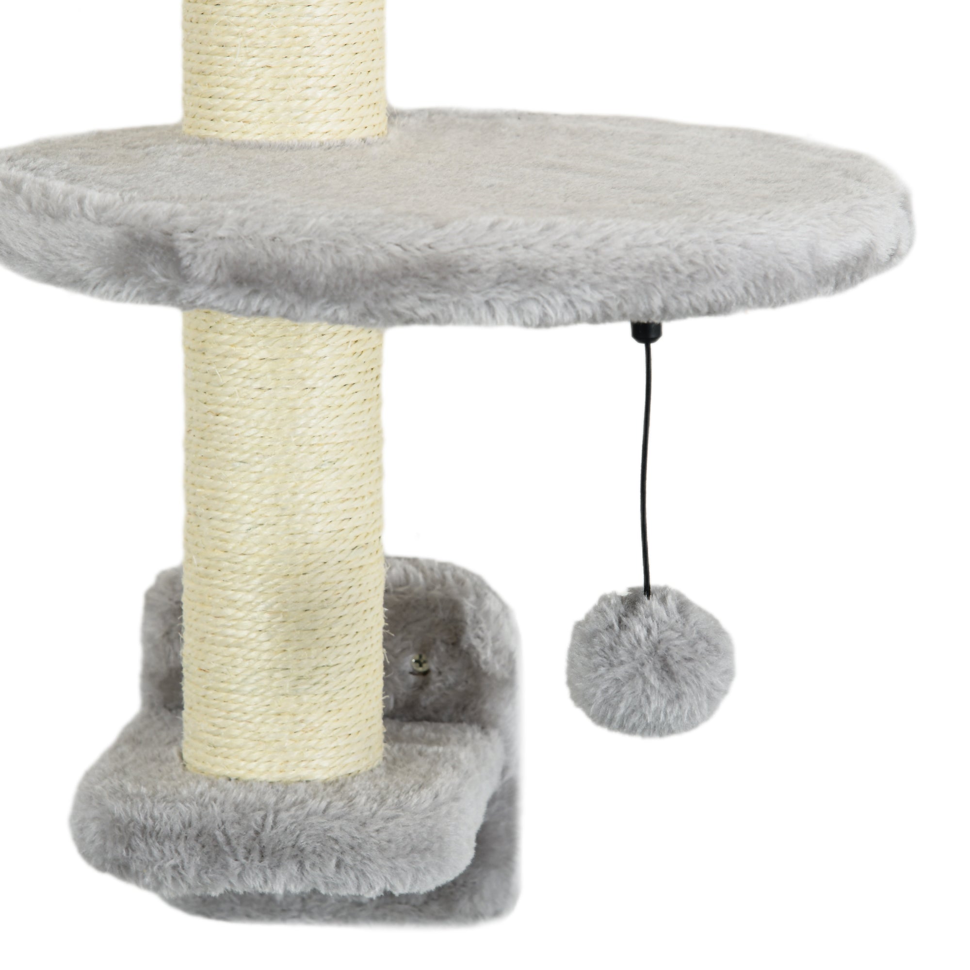 PawHut 3Pcs Cat Wall Shelf with Scratching Post, Cat Wall Shelves for Relaxing, Climbing, Cat Wall With Soft Ladder, Scratching Board, Hammock, Grey