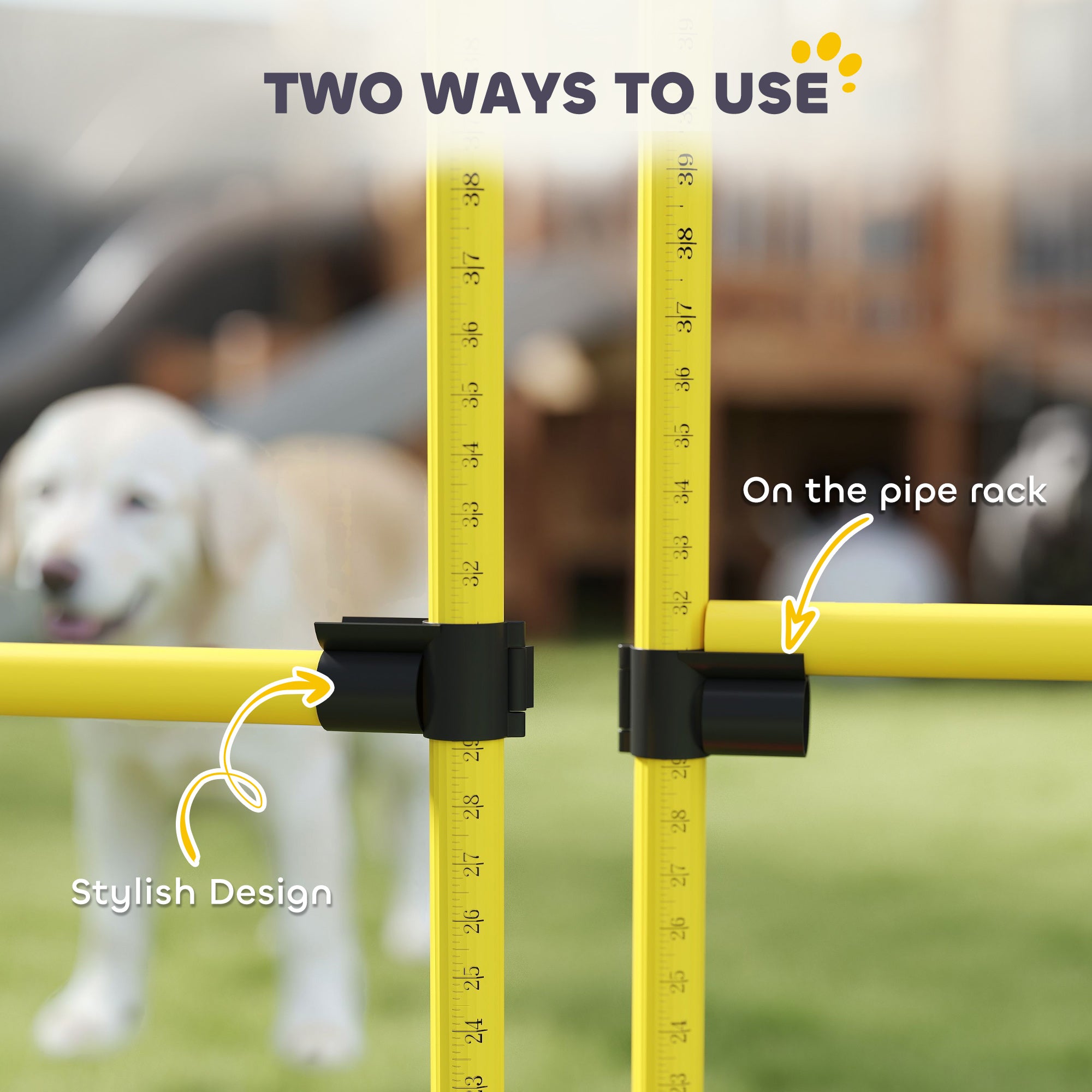 PawHut 4 Piece Agility Training Equipment for Dogs with 4 Height Adjustable Jump Hurdle, Carry Bag, Portable & Easy Assemble Dog Agility Equipment, Outdoor Obstacle Course for Obedience Training