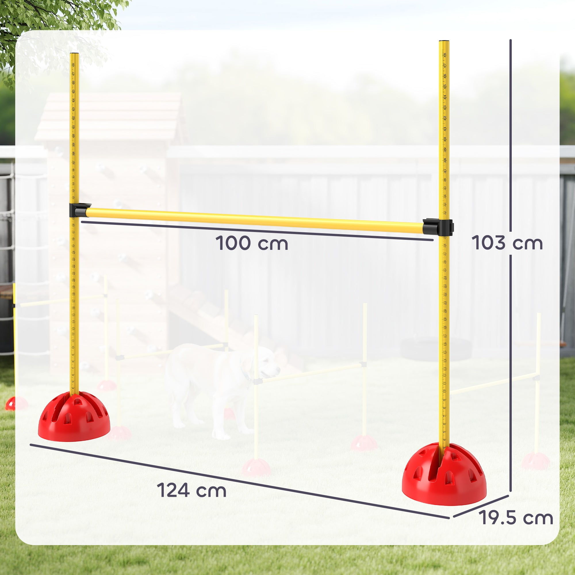 PawHut 4 Piece Agility Training Equipment for Dogs with 4 Height Adjustable Jump Hurdle, Carry Bag, Portable & Easy Assemble Dog Agility Equipment, Outdoor Obstacle Course for Obedience Training