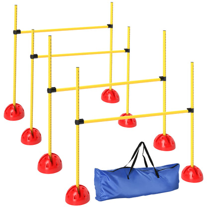 PawHut 4 Piece Agility Training Equipment for Dogs with 4 Height Adjustable Jump Hurdle, Carry Bag, Portable & Easy Assemble Dog Agility Equipment, Outdoor Obstacle Course for Obedience Training