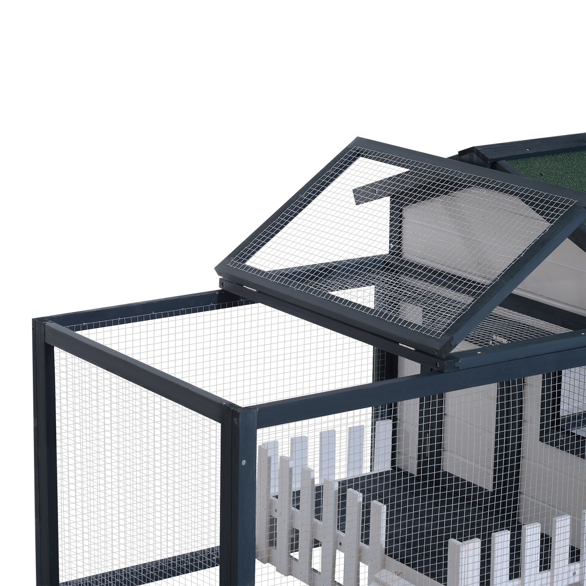 PawHut 59" x 31" x 33" Wooden Rabbit Hutch Bunny Cage Pet House Chicken Coop Poultry w/ Fence Run