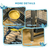 PawHut Bird Travel Carrier Cage for Parrots Conures African Grey Cockatiel Parakeets with Stand Perch, Stainless Steel Bowls, Pull Out Tray, Black