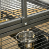 PawHut Bird Travel Carrier Cage for Parrots Conures African Grey Cockatiel Parakeets with Stand Perch, Stainless Steel Bowls, Pull Out Tray, Black