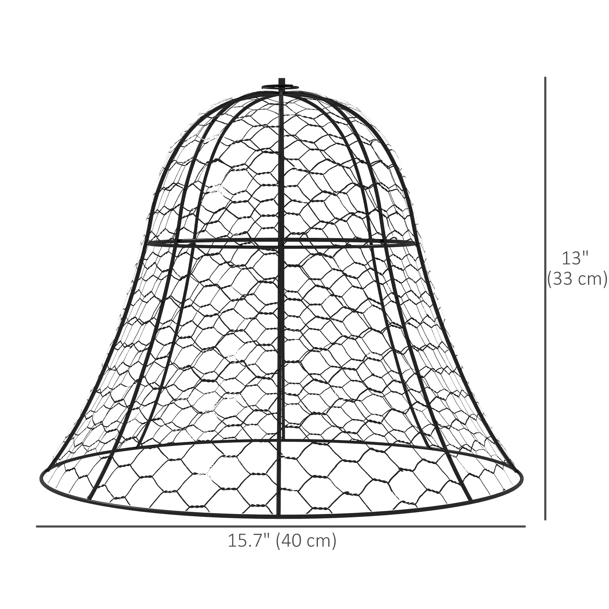 Outsunny Garden Chicken Wire Cloche, 16" x 13" Stackable Plant Protector from Animals, 12 Pack Metal Crop Cage to Keep Animals Out, Black
