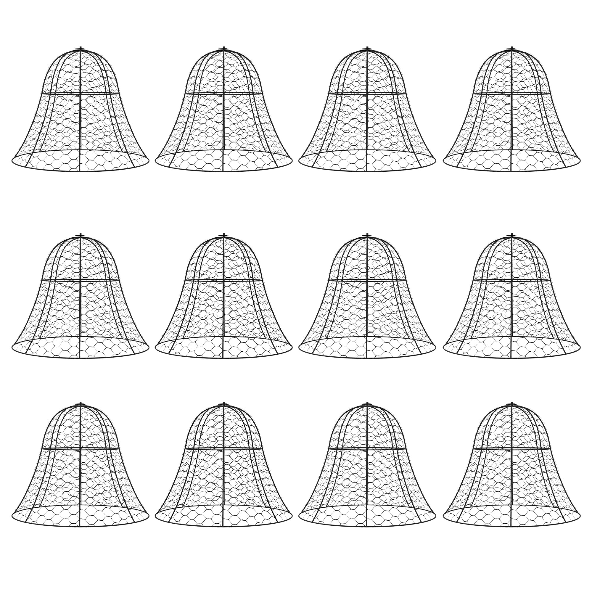 Outsunny Garden Chicken Wire Cloche, 16" x 13" Stackable Plant Protector from Animals, 12 Pack Metal Crop Cage to Keep Animals Out, Black