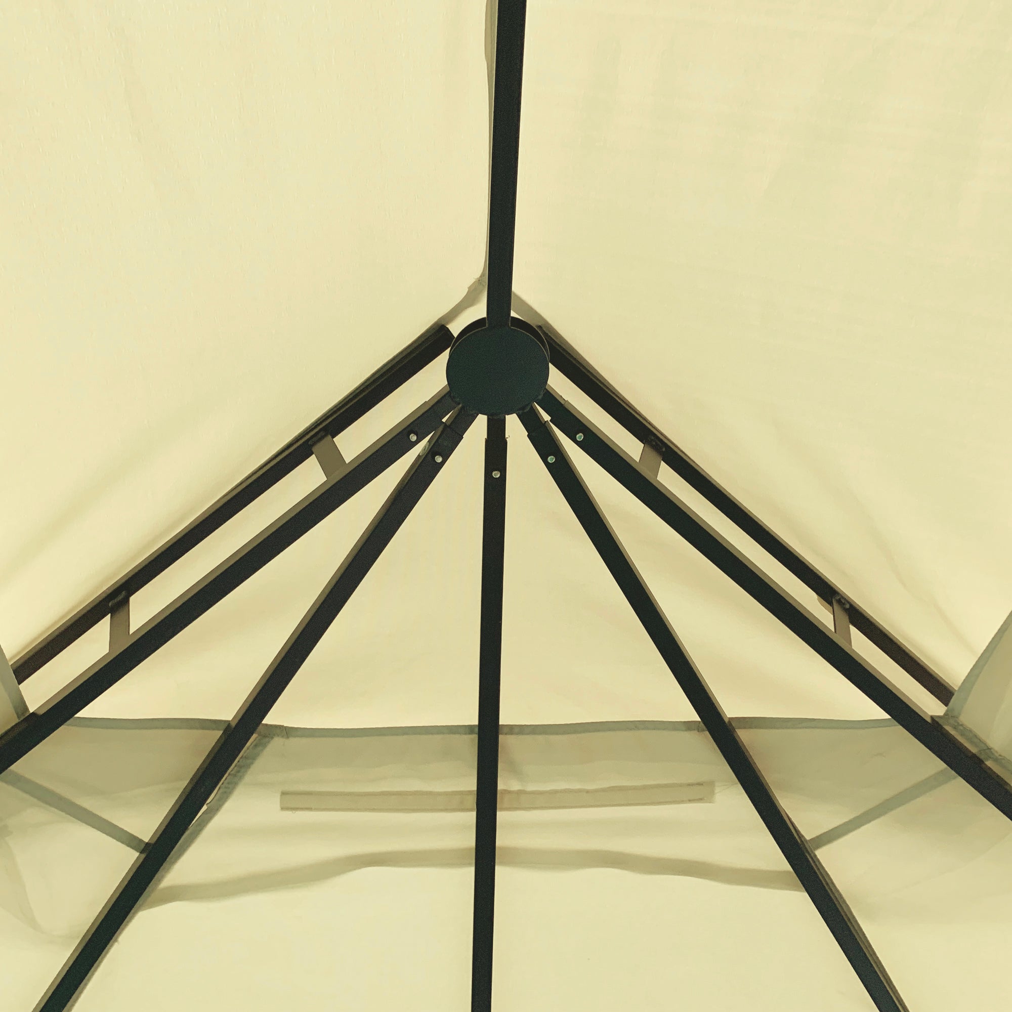Outsunny 12' x 10' Patio Gazebo Outdoor Canopy Shelter with Double Vented Roof, Mosquito Netting and Steel Frame for Lawn, Backyard and Deck, Beige