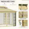 Outsunny 12' x 10' Patio Gazebo Outdoor Canopy Shelter with Double Vented Roof, Mosquito Netting and Steel Frame for Lawn, Backyard and Deck, Beige