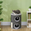PawHut 2-Story Cat Condo Tower, 22 Inches Cat Tree for Indoor Cats with Top Perch and 2 Hideaways, Sisal Scratching Board, Removable Cushions, Toy Balls, Dark Grey