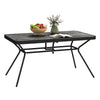 Outsunny 55" x 31.5" x 28" Rectangle Outdoor Dining Table for 6, Patio Table with 1.7" Umbrella Hole, Easy Clean DPC Plastic Tabletop, Steel Frame, for Backyard, Deck, Lawn, Grey