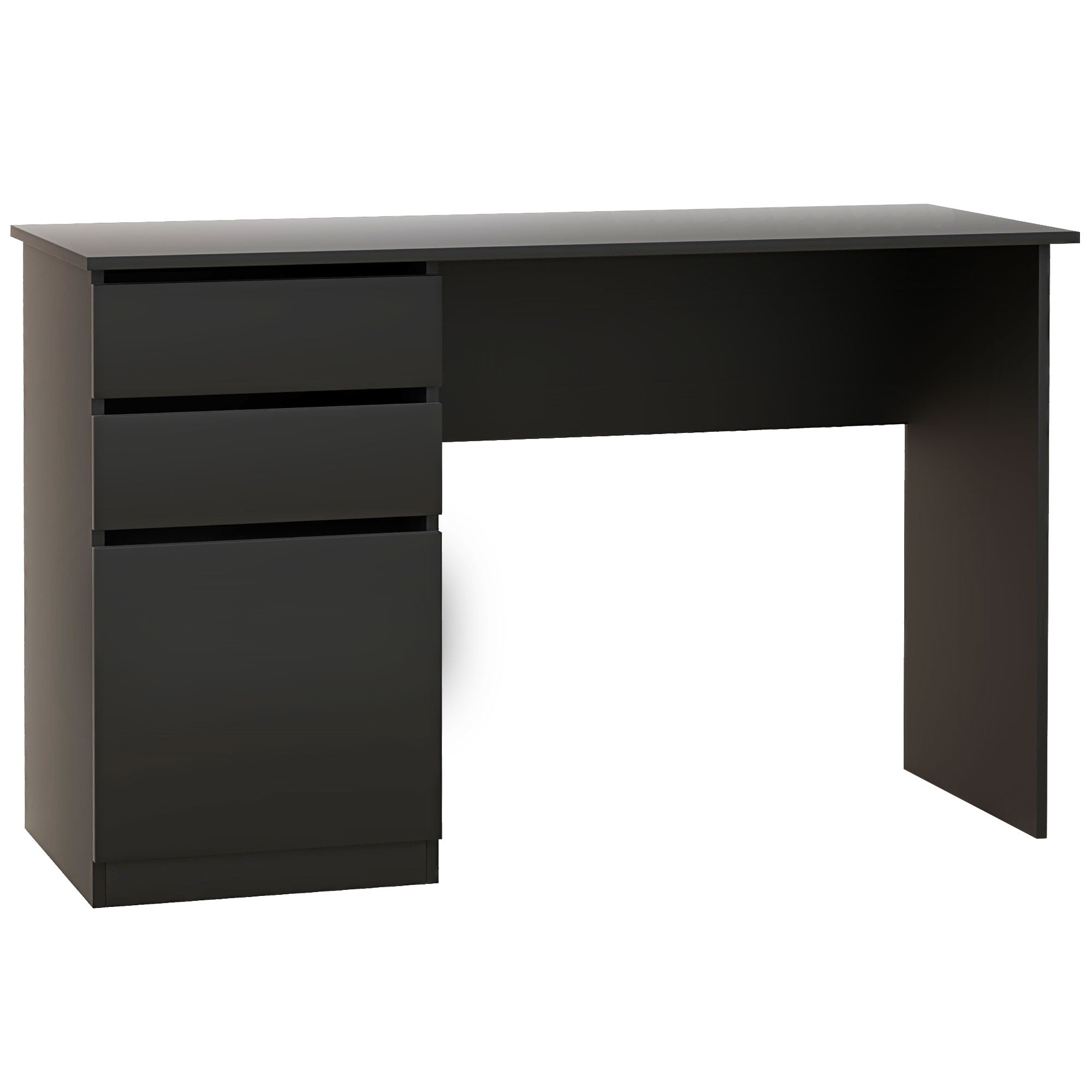 HOMCOM Modern Computer Desk, Home Office Desk for Study, Writing Workstation with Storage Drawer and Cabinet for Living Room, Black