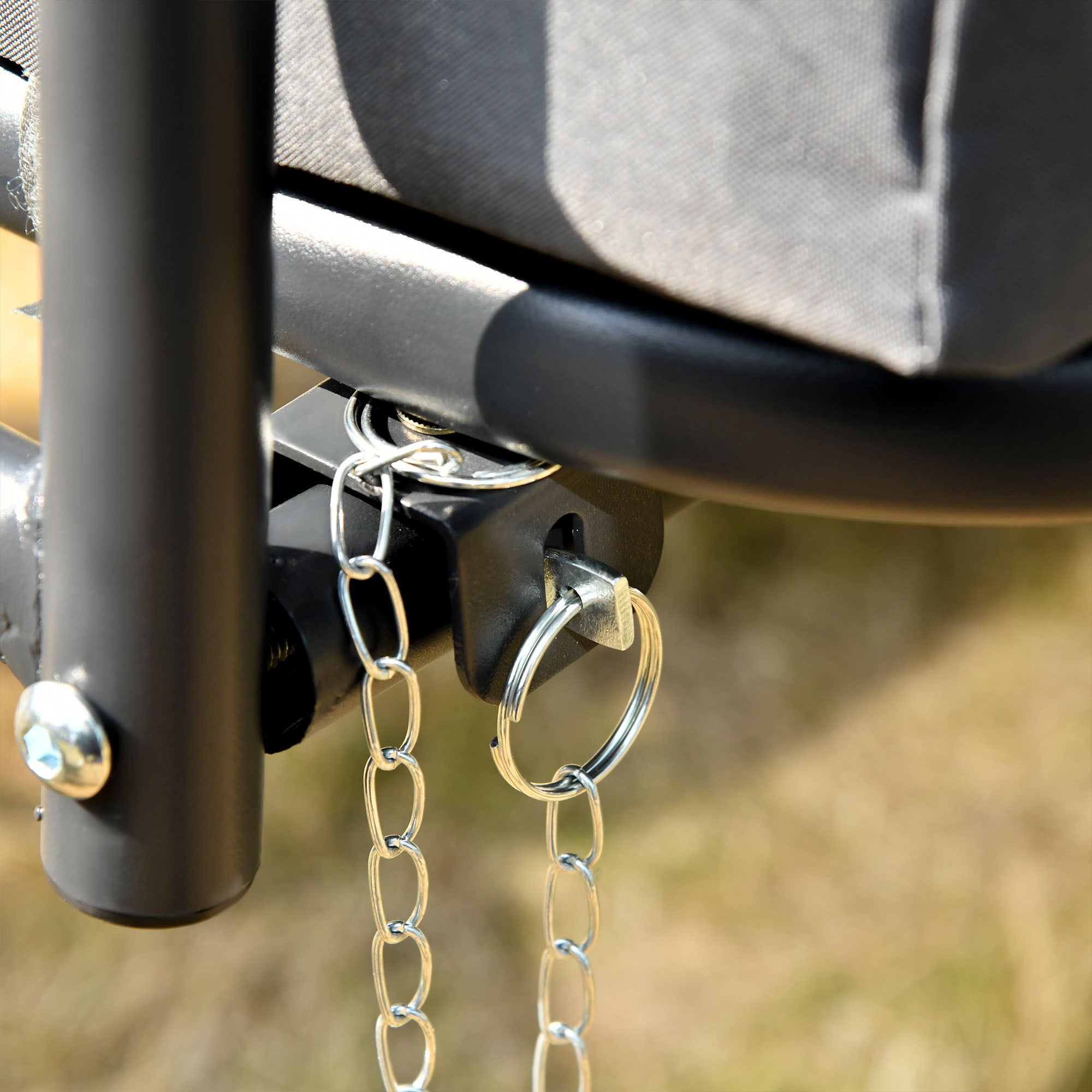 Outsunny Patio Swing Chair, 3 Person Convertible Hammock, Outdoor Swing Lounge Bed, Cushioned with Tilt Canopy, Dark Grey