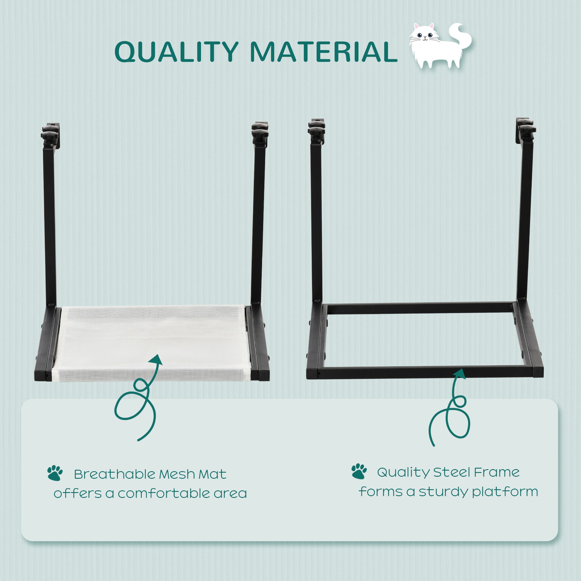 PawHut Wall-Mounted Cat Shelf, Kitten Perch, Kitty Furniture with Breathable Mesh Mat for Relaxing, Sleeping, Black