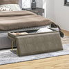 HOMCOM Storage Bench, Velvet-feel Upholstered End of Bed Bench with Gold Tone Legs, Bench with Storage for Living Room, Entryway, Bedroom, Beige