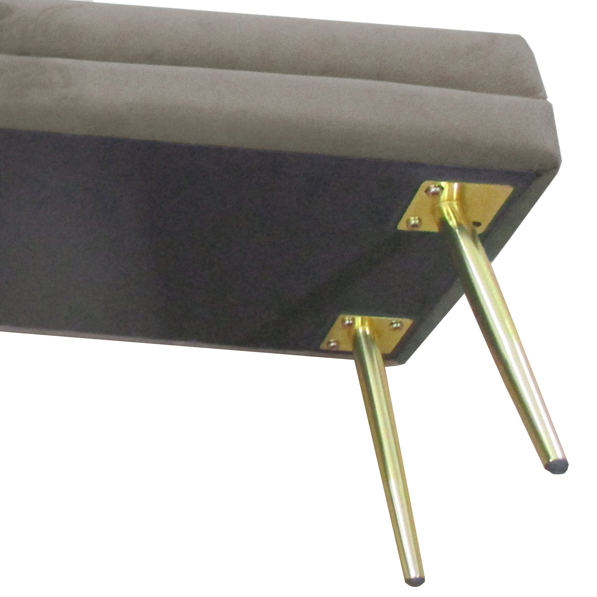 HOMCOM Storage Bench, Velvet-feel Upholstered End of Bed Bench with Gold Tone Legs, Bench with Storage for Living Room, Entryway, Bedroom, Beige