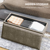 HOMCOM Storage Bench, Velvet-feel Upholstered End of Bed Bench with Gold Tone Legs, Bench with Storage for Living Room, Entryway, Bedroom, Beige