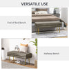 HOMCOM Storage Bench, Velvet-feel Upholstered End of Bed Bench with Gold Tone Legs, Bench with Storage for Living Room, Entryway, Bedroom, Beige