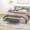 HOMCOM Storage Bench, Velvet-feel Upholstered End of Bed Bench with Gold Tone Legs, Bench with Storage for Living Room, Entryway, Bedroom, Beige