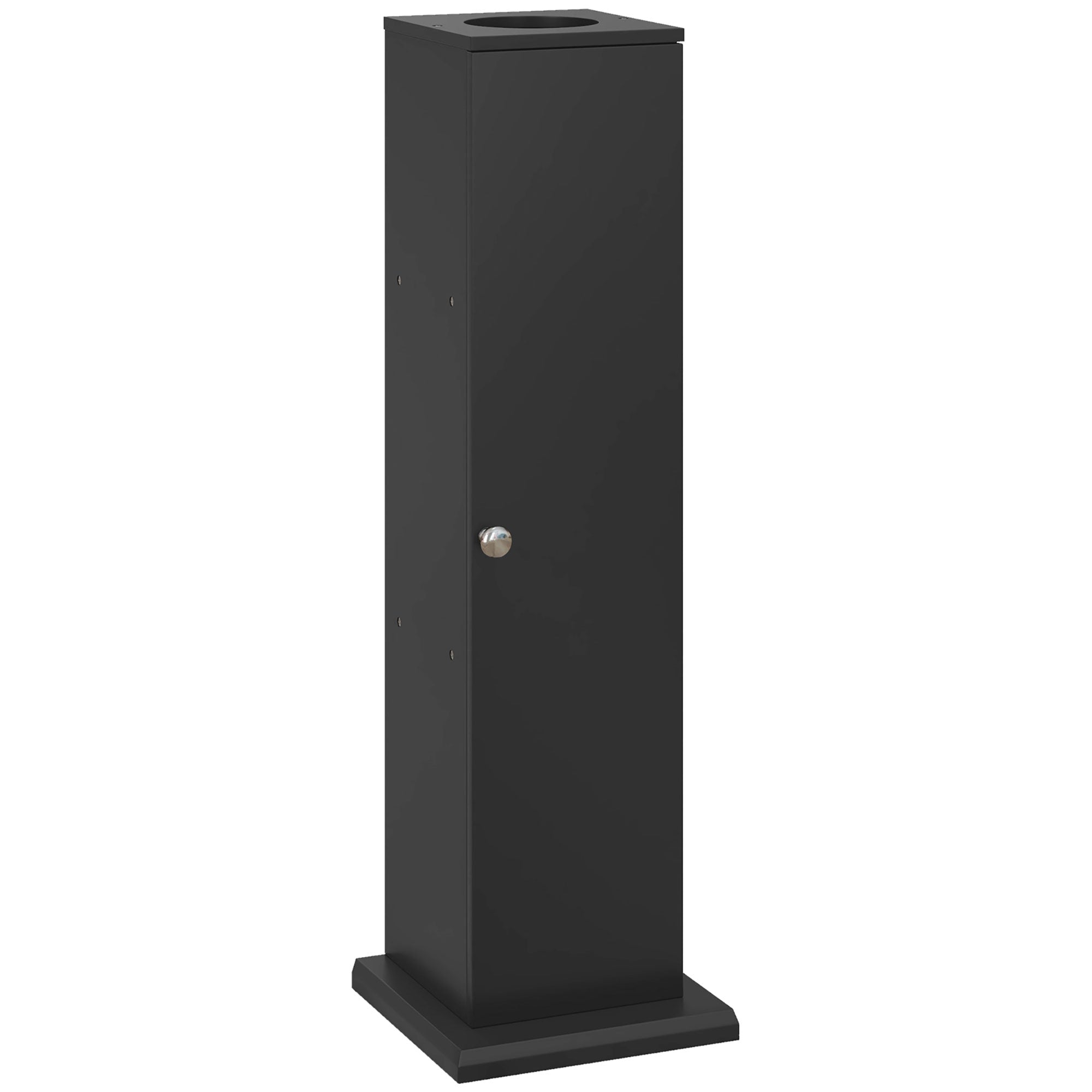 HOMCOM Toilet Paper Cabinet, Small Bathroom Corner Floor Cabinet with Doors and Shelves, Thin Storage Bathroom Organizer for Paper Shampoo, Black