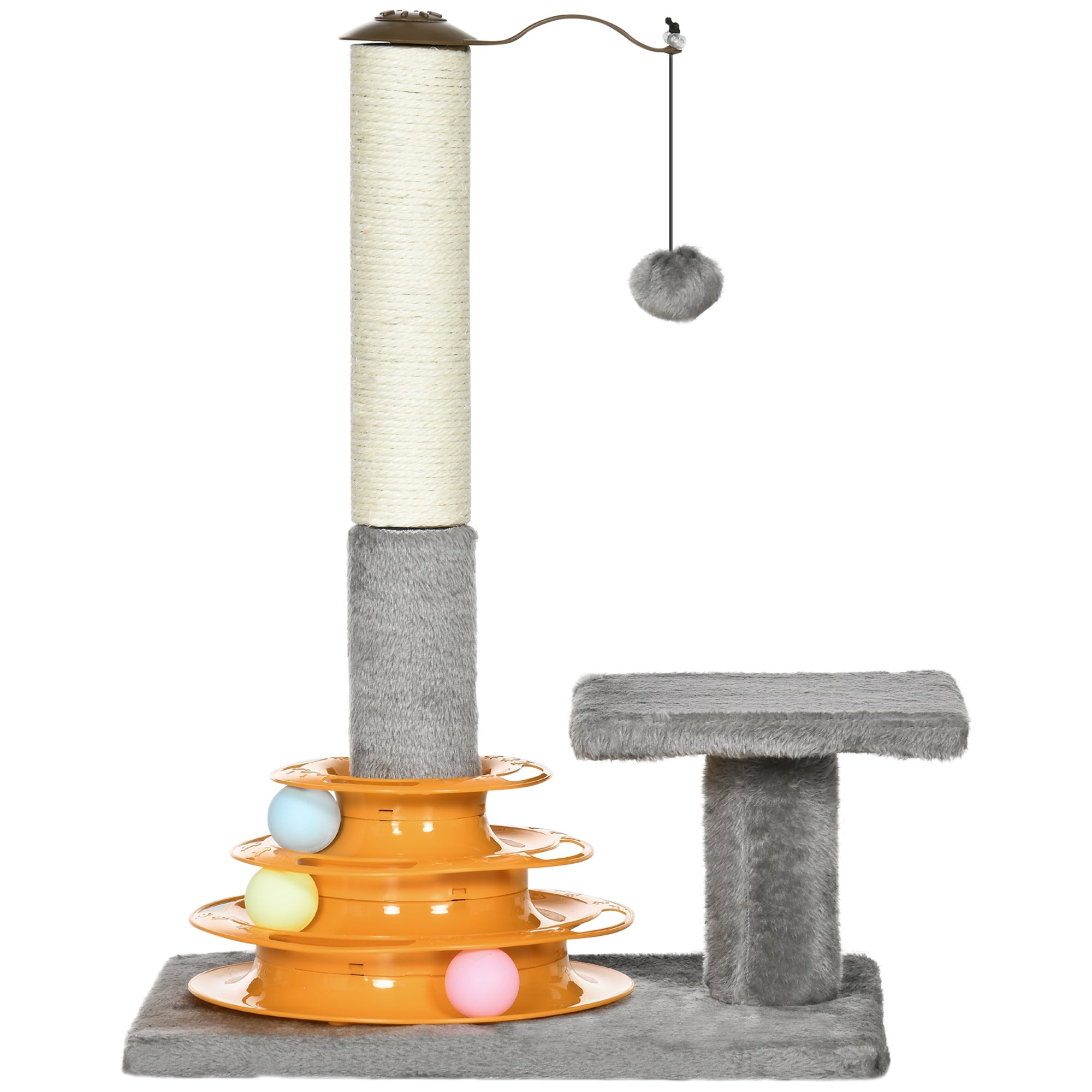 PawHut 22" Cat Tree Tower Activity Center, Scratching Posts for Indoor Cats with Ball Toy, Grey
