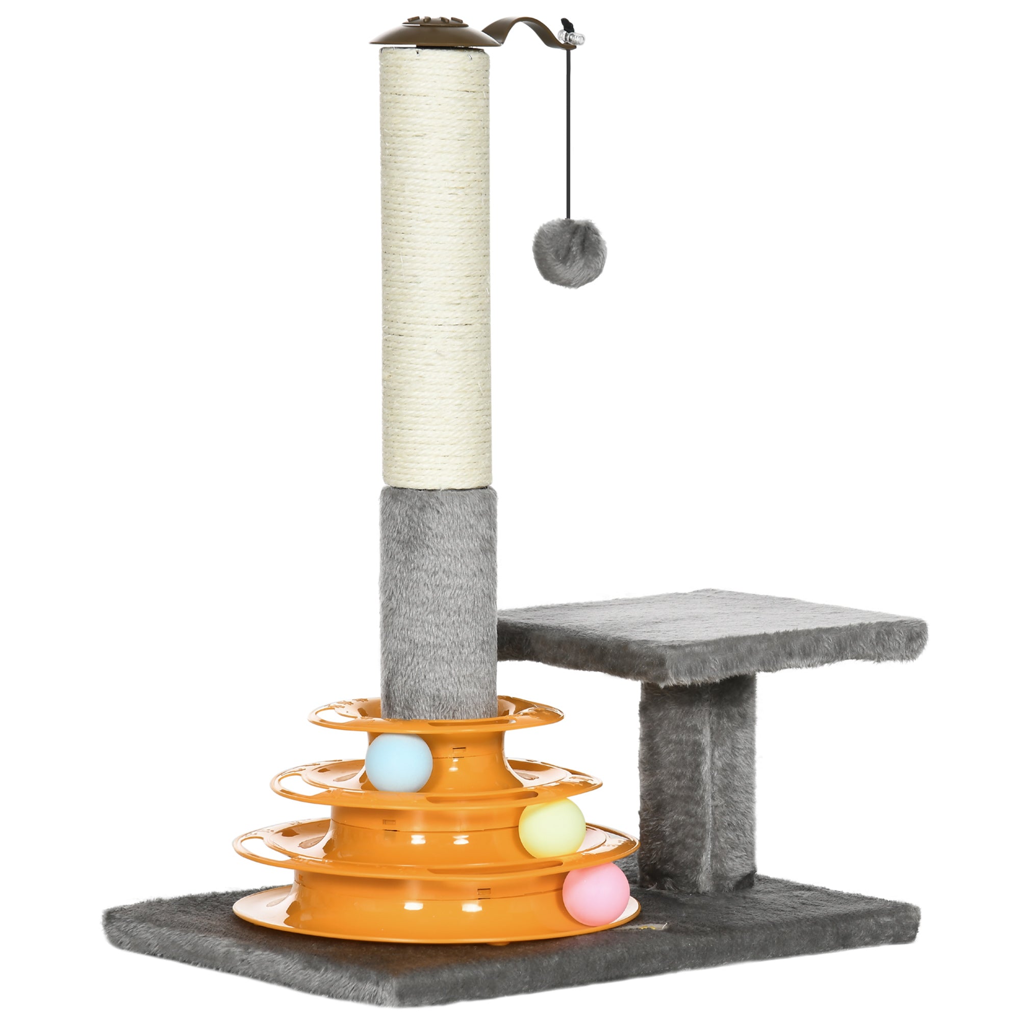 PawHut 22" Cat Tree Tower Activity Center, Scratching Posts for Indoor Cats with Ball Toy, Grey