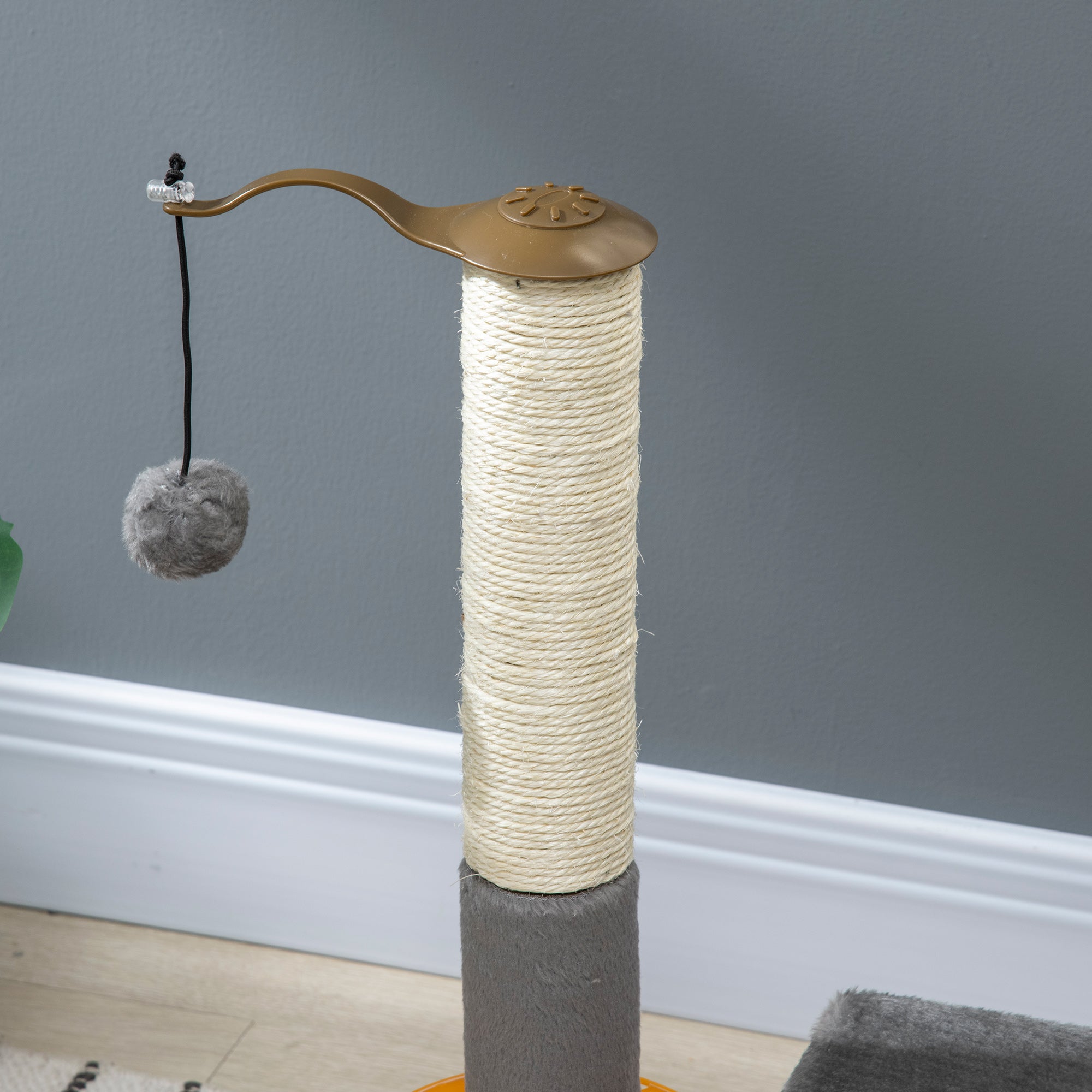 PawHut 22" Cat Tree Tower Activity Center, Scratching Posts for Indoor Cats with Ball Toy, Grey