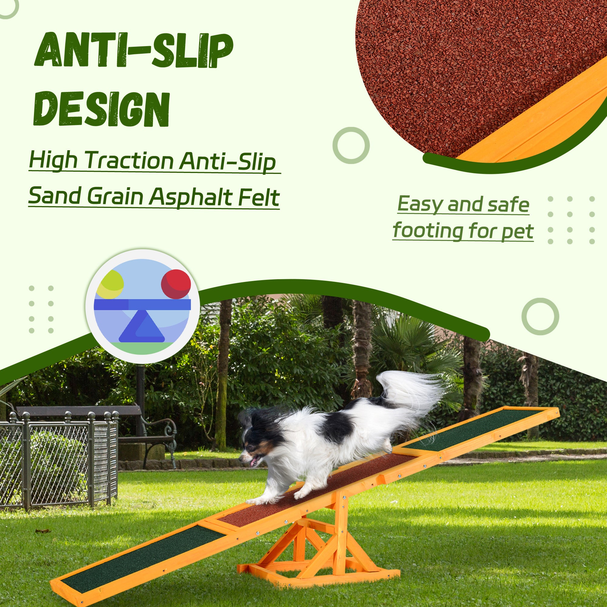 PawHut Wood Pet Seesaw Platform Dog Agility Training Equipment Run Game Toy Weather Resistant Pet Supplies Natural