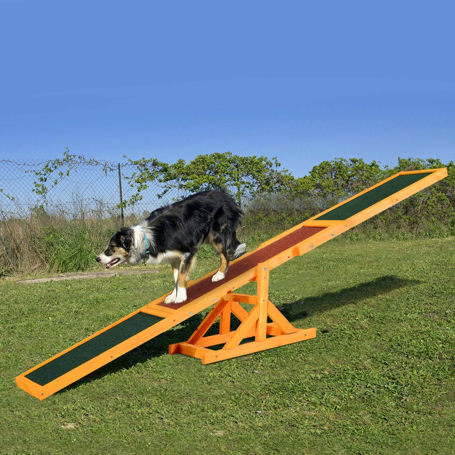 PawHut Wooden Pet Seesaw for Big Dogs, Agility Training Equipment for Dogs with Anti-Slip surface, 180 x 30 x 30cm - Natural