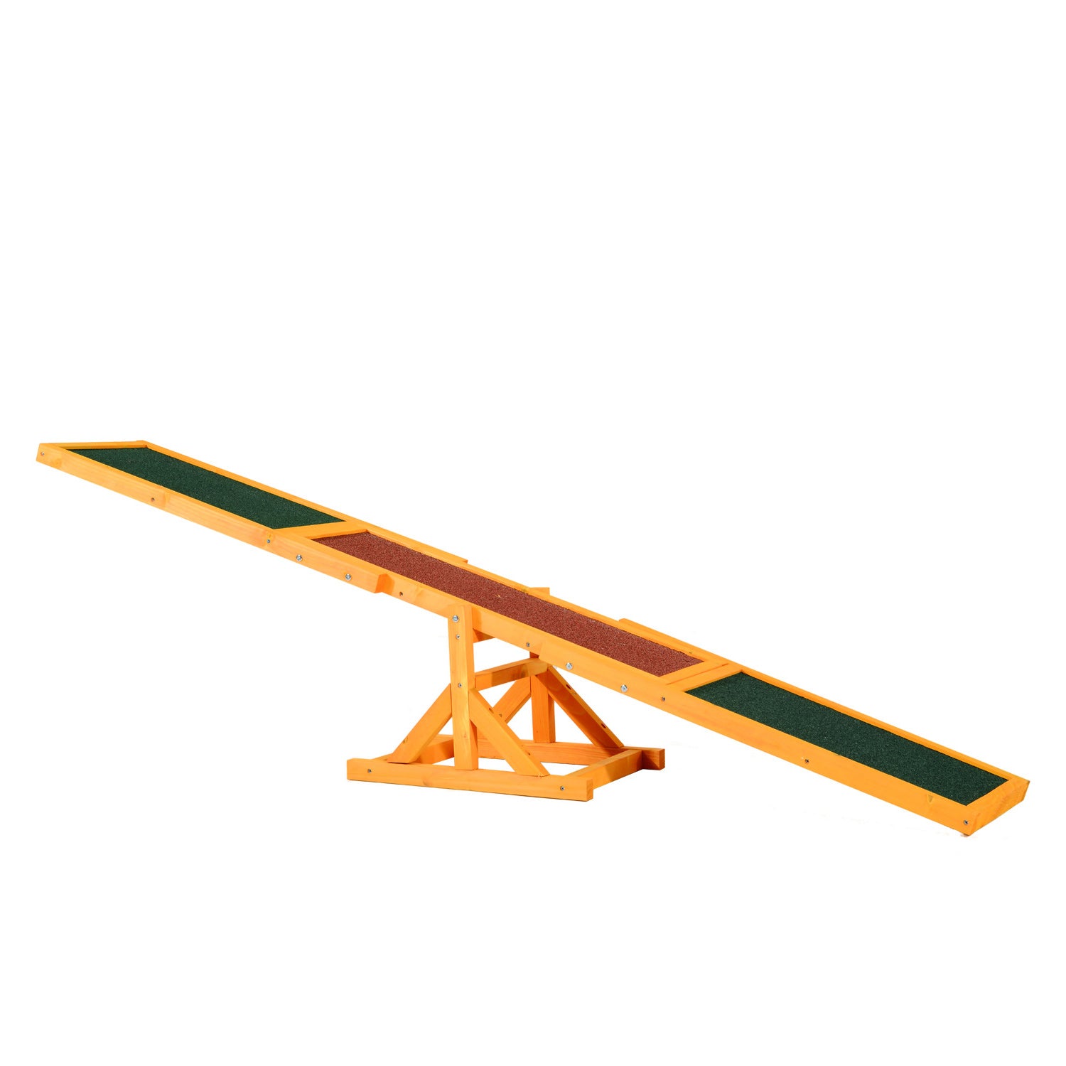 PawHut Wood Pet Seesaw Platform Dog Agility Training Equipment Run Game Toy Weather Resistant Pet Supplies Natural