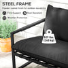 Outsunny 2 Seater Outdoor Sofa, Patio Couch with 4.7" Thickened Cushion, Webbing Outdoor Patio Loveseat with Armrests, Steel Frame for Balcony, Backyard, Black