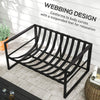 Outsunny 2 Seater Outdoor Sofa, Patio Couch with 4.7" Thickened Cushion, Webbing Outdoor Patio Loveseat with Armrests, Steel Frame for Balcony, Backyard, Black