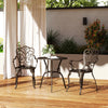 Outsunny 3 Pieces Cast Aluminum Bistro Set, Bistro Table Set Outdoor Patio Furniture Set with Umbrella Hole, Patio Table and Chairs for Garden, Balcony, Porch, Bronze
