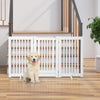 PawHut Free Standing Wooden Pet Gate Indoor Dog Barrier Foldable Step Over Doorway Fence Safety Gate with Open Door Z Shape 3 Panel