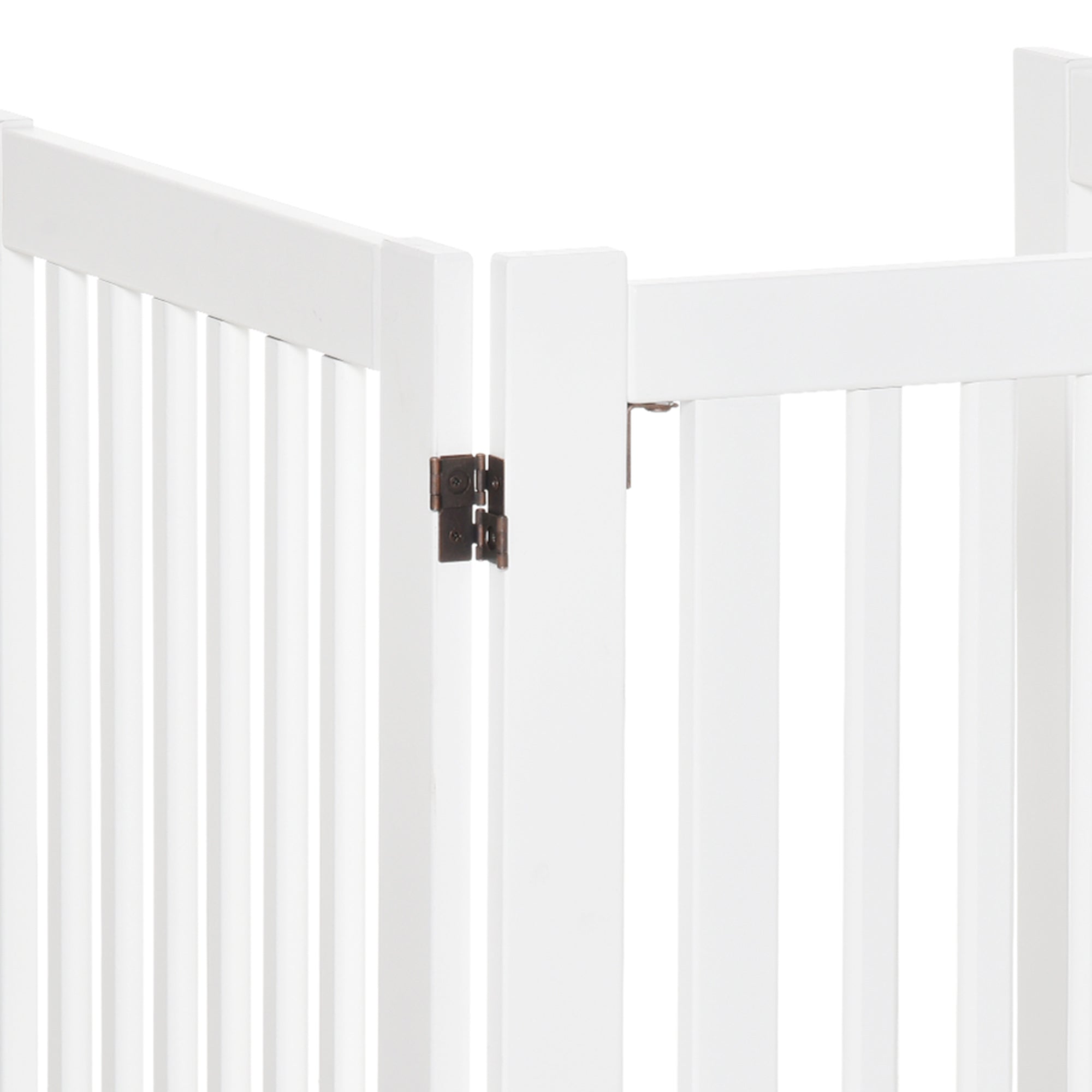 PawHut Free Standing Wooden Pet Gate Indoor Dog Barrier Foldable Step Over Doorway Fence Safety Gate with Open Door Z Shape 3 Panel