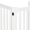 PawHut Free Standing Wooden Pet Gate Indoor Dog Barrier Foldable Step Over Doorway Fence Safety Gate with Open Door Z Shape 3 Panel