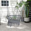 Outsunny Hanging Hammock Chair, Cotton Rope Porch Hammock Swing with Metal Frame and Cushion, Large Macrame Seat for Patio, Garden, Bedroom, Living Room,  Dark Grey