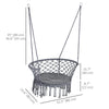 Outsunny Hanging Hammock Chair, Cotton Rope Porch Hammock Swing with Metal Frame and Cushion, Large Macrame Seat for Patio, Garden, Bedroom, Living Room,  Dark Grey